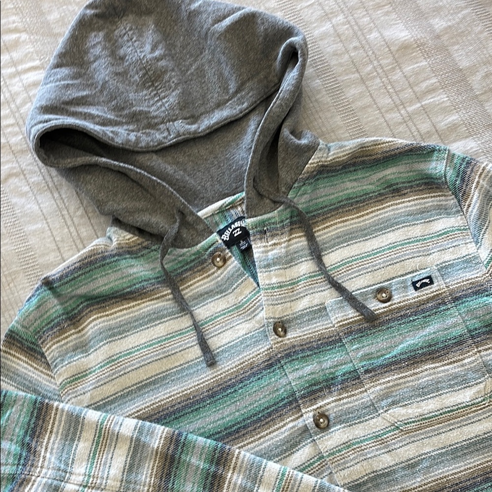 Volcom Striped Hoodie - Gray and Green